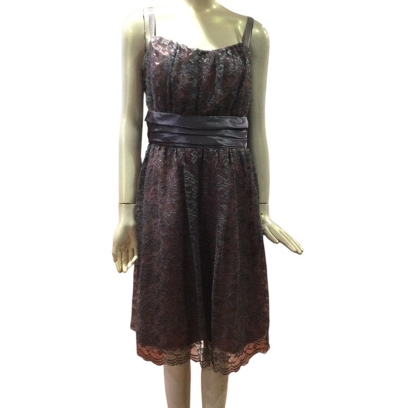 torrid Dresses & Skirts - Torrid Short Gray satin Lace A Line Dress